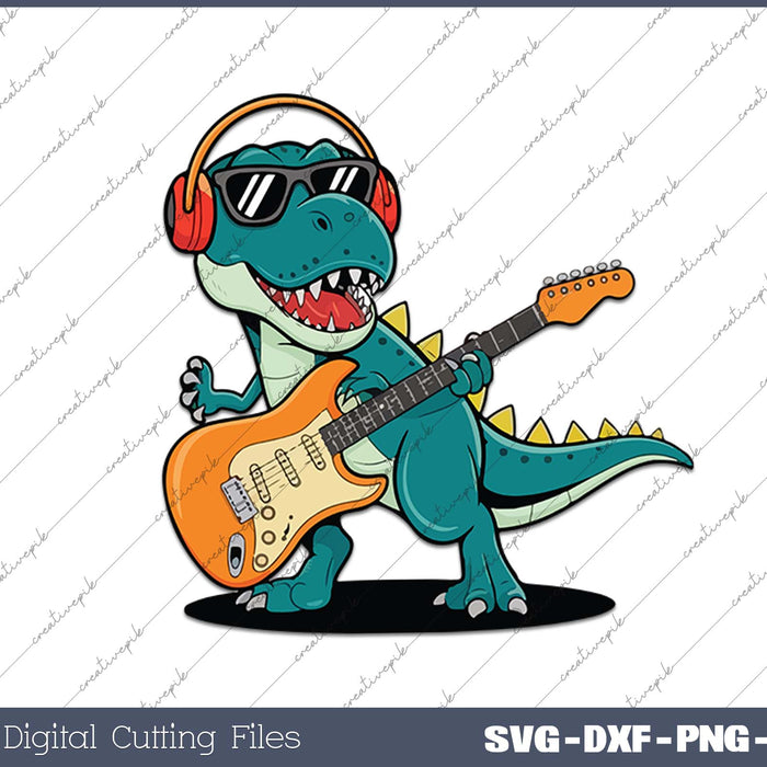 Guitar dinosaur for Jurassic and music lovers SVG PNG Printable Files Guitar dinosaur for Jurassic and music lovers SVG PNG Printable Files