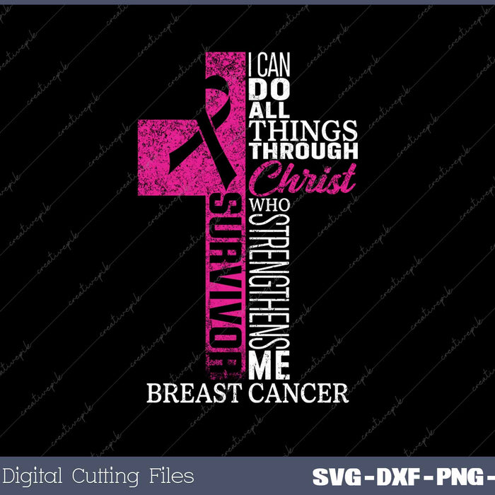 Pink Ribbon Breast Cancer Survivor Christian Cross  Pink Ribbon Breast Cancer Survivor Christian Cross