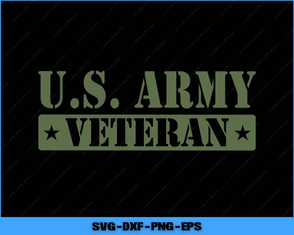 U.S. Army Veteran text on a black background with a green color.