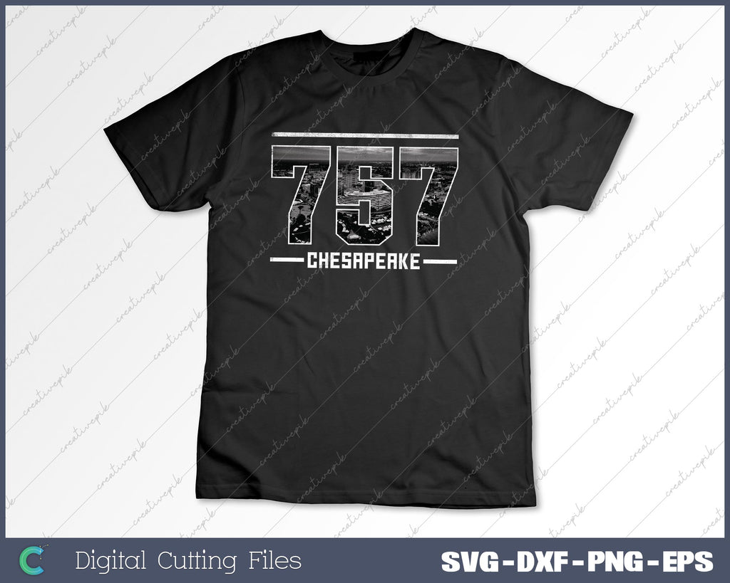 Vintage Chesapeake 757 Area Code Virginia Skyline SVG Cut files ...