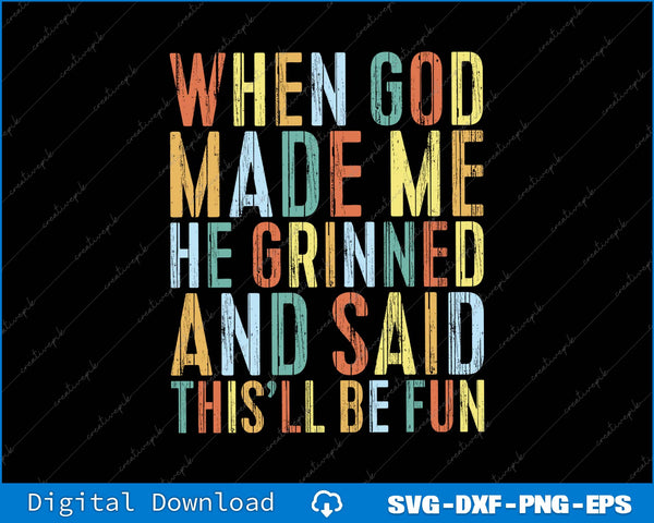 Colorful text design with humorous quote on a black background