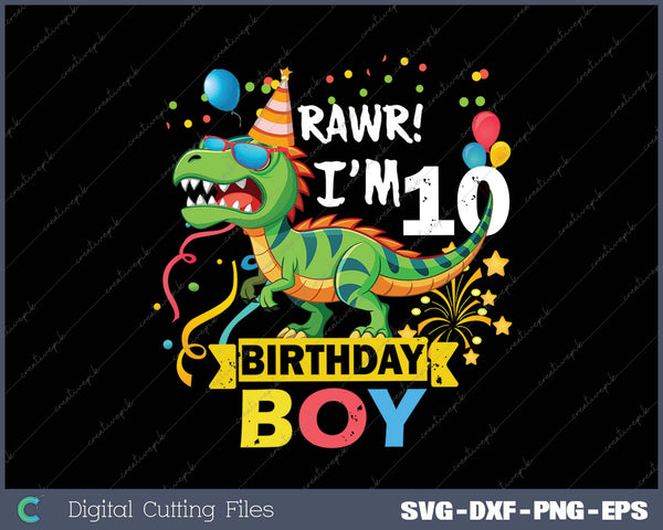 10 Year Old 10rd Birthday Boy T Rex Dinosaur