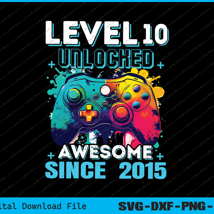10th Birthday Boy Leve 10 Gamer 10 Year Video Game Party SVG File