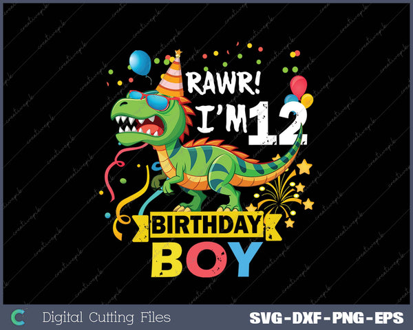 12 Year Old 12rd Birthday Boy T Rex Dinosaur