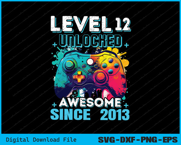 12th Birthday Boy Leve 12 Gamer 12 Year Video Game Party SVG Files