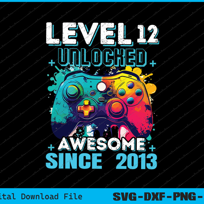 12th Birthday Boy Leve 12 Gamer 12 Year Video Game Party SVG Files