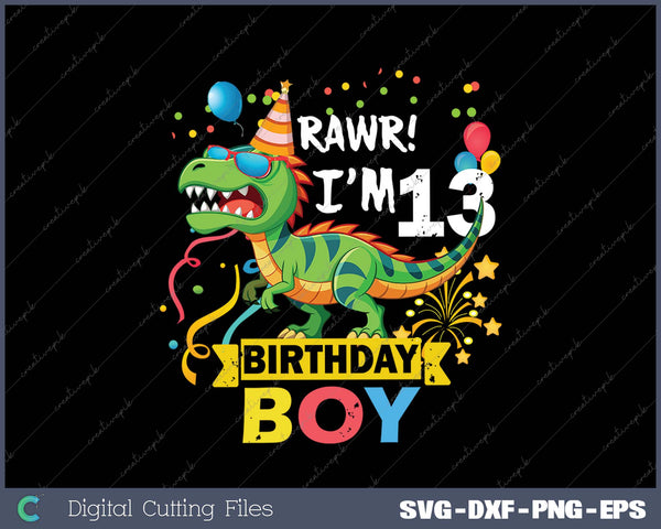 13 Year Old 13rd Birthday Boy T Rex Dinosaur