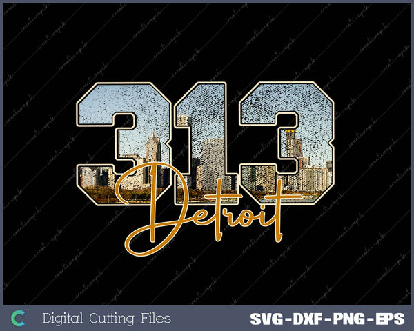 313 Area Code SVG PNG Cutting Printable Files