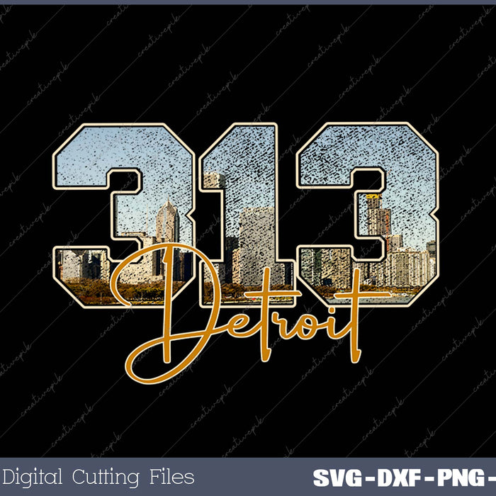 313 Area Code SVG PNG Cutting Printable Files