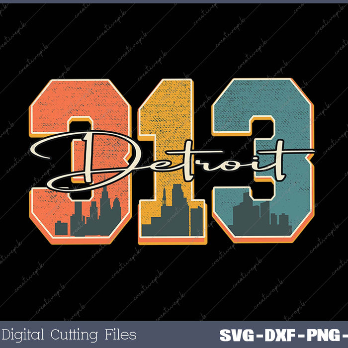 313 Detroit Area Code SVG PNG Cutting Printable Files