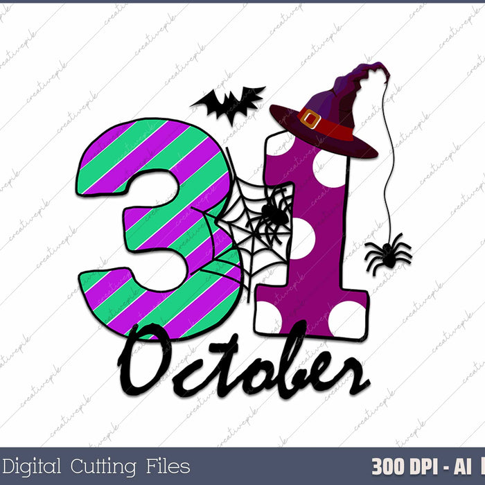 31 October Halloween Day AI PNG Sublimation Files