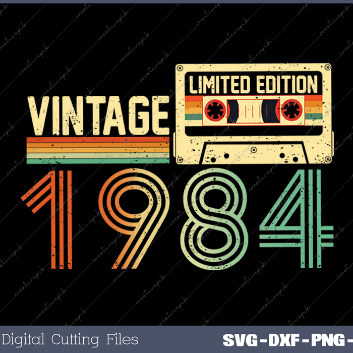 40 Year Old Gifts Vintage 1984 40th Birthday Cassette Tape SVG PNG Cutting Printable Files