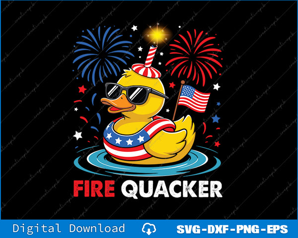 4th of July Duck Firequacker Patriotic Fourth of July Funny SVG PNG File