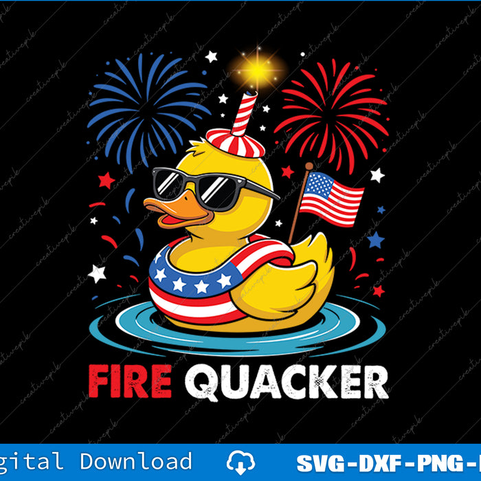 4th of July Duck Firequacker Patriotic Fourth of July Funny SVG PNG File