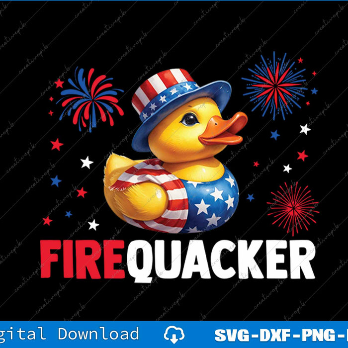 4th of July Duck Firequacker Patriotic Fourth of July Funny SVG PNG Printable Files