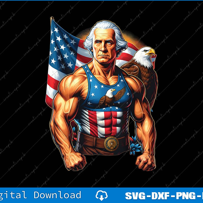 4th of July Patriotic Funny George Washington July 4th USA Flag SVG PNG File
