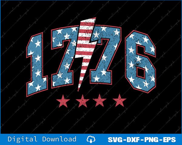 4th of July Shirt Oversized 1776 America Flag Day SVG PNG Printable File