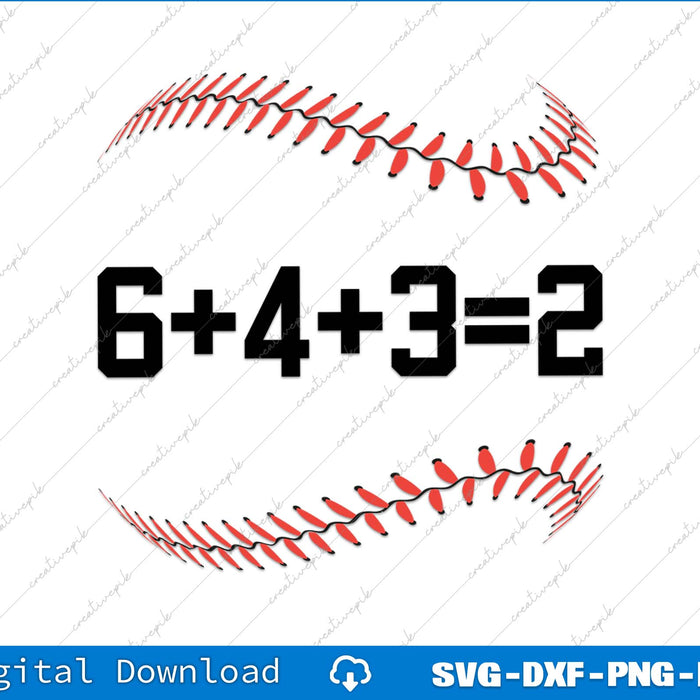 6+4+3=2 Double Play Baseball Player Baseball Saying SVG PNG Files