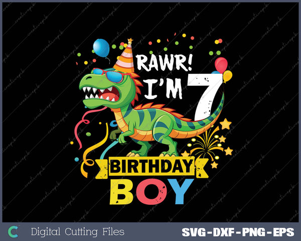 7 Year Old 7rd Birthday Boy T Rex Dinosaur