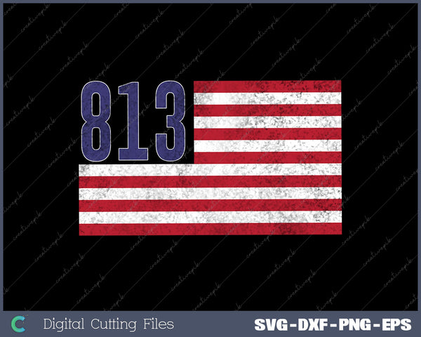 813 Area Code Hometown Pride American Flag