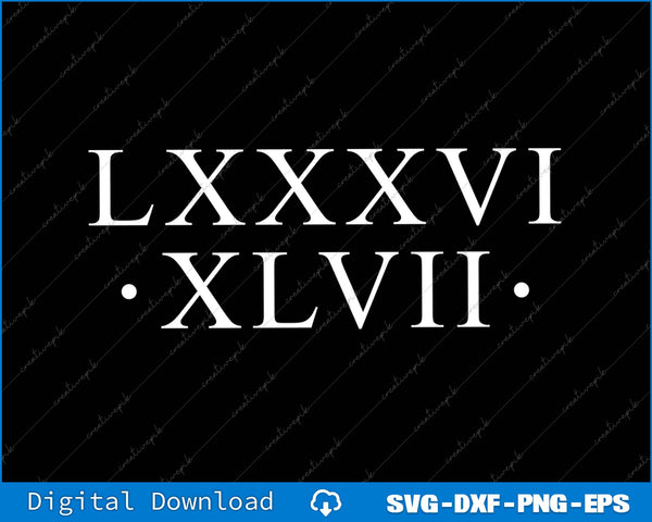 86 47 Roman Numerals LXXXVI XLVII 8647 Subtle Anti Trump SVG PNG Cutting File