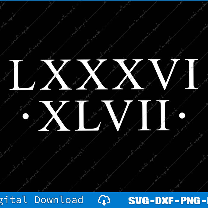 86 47 Roman Numerals LXXXVI XLVII 8647 Subtle Anti Trump SVG PNG Cutting File