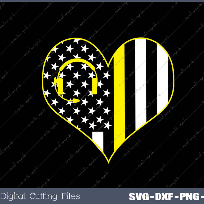 911 Dispatcher Gold Line USA Flag Emergency Dispatchers SVG PNG Cutting Printable Files