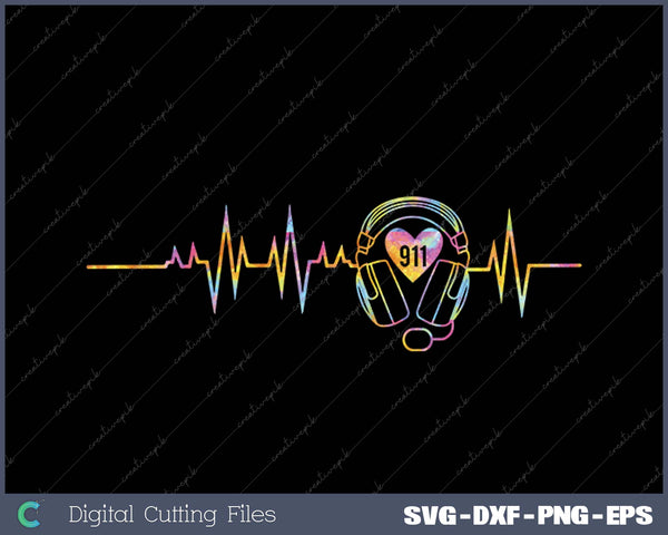 911 Dispatcher Heartbeat - Police Emergency Response SVG PNG Cutting Printable Files