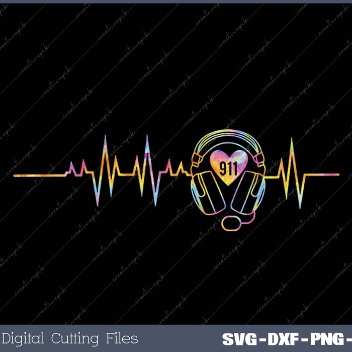 911 Dispatcher Heartbeat - Police Emergency Response SVG PNG Cutting Printable Files