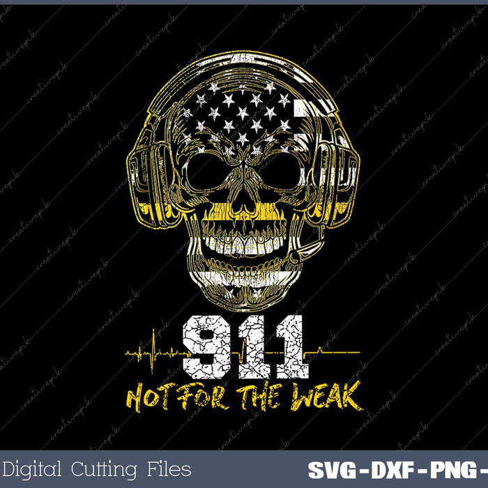 911 Dispatcher Thin Gold Yellow Line American Flag Skull Xxx SVG PNG Cutting Printable Files