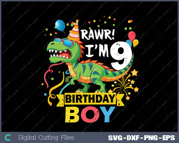 9 Year Old 9rd Birthday Boy T Rex Dinosaur