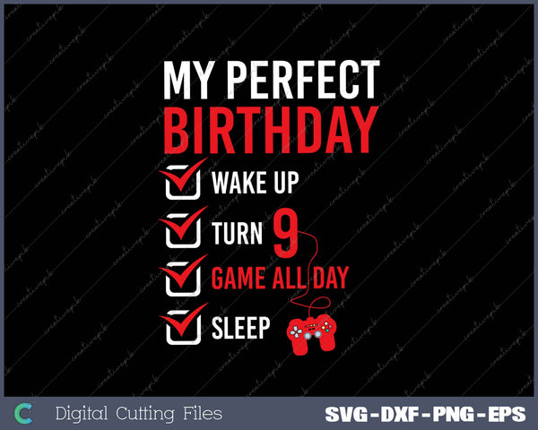 9th Perfect Birthday Gaming 9 Years Old Gamer Gift Boys