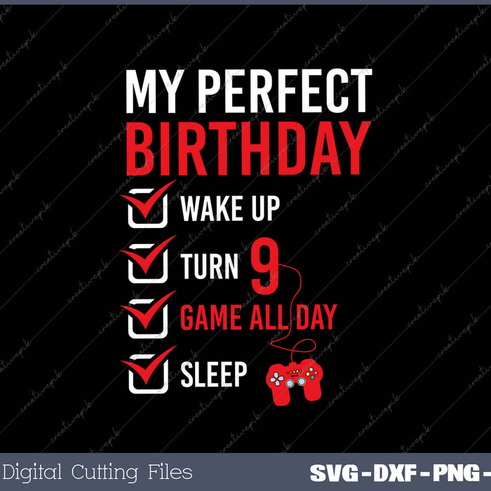 9th Perfect Birthday Gaming 9 Years Old Gamer Gift Boys