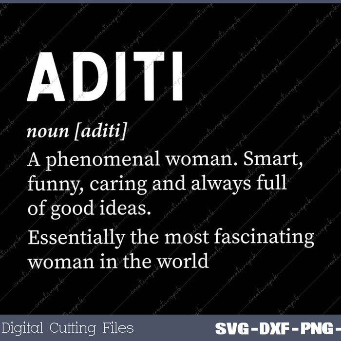 Aditi Name Definition SVG PNG Cutting Printable Files