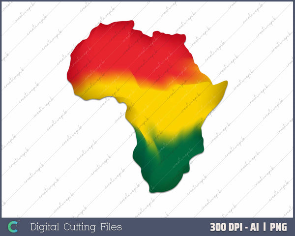 Africa Map Reggae Rasta AI PNG Sublimation Files