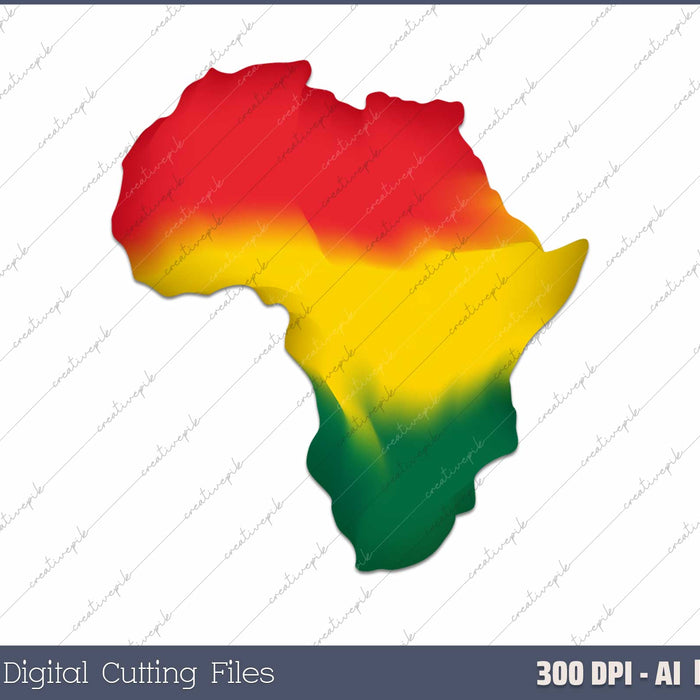 Africa Map Reggae Rasta AI PNG Sublimation Files