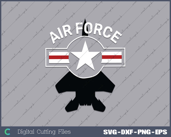 Air Force with F15 Jet and Vintage Roundel SVG PNG Cutting Printable Files