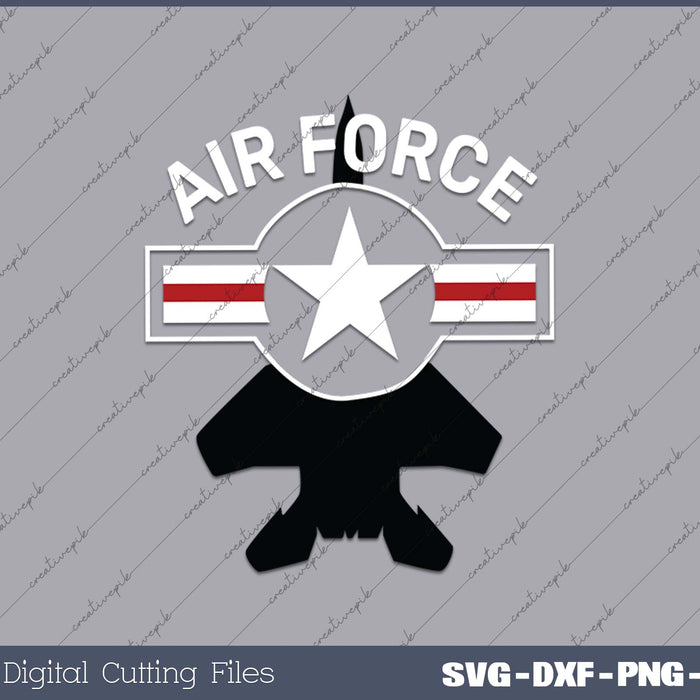 Air Force with F15 Jet and Vintage Roundel SVG PNG Cutting Printable Files