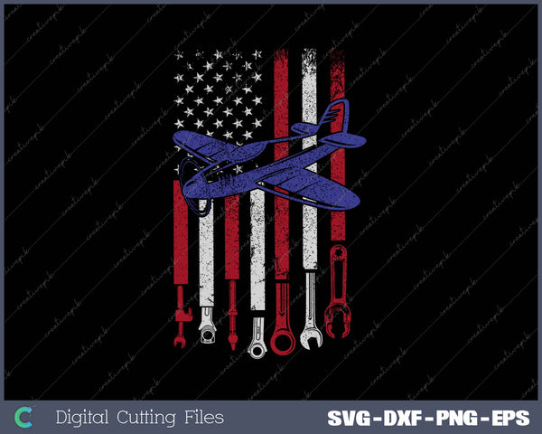 Aircraft Mechanic American Flag Aeroplane