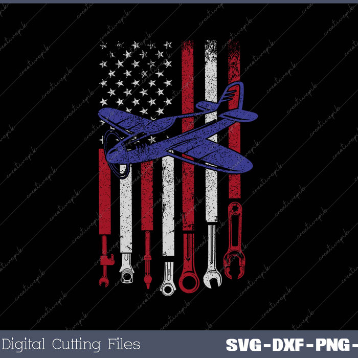 Aircraft Mechanic American Flag Aeroplane