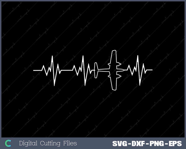 Airplane Pilot Heartbeat SVG DXF PNG Cutting File