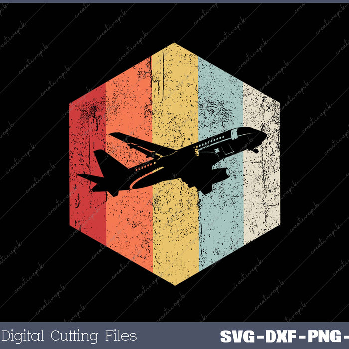 Airplane Retro Distressed Style Airplane pilot SVG PNG Cutting Printable Files