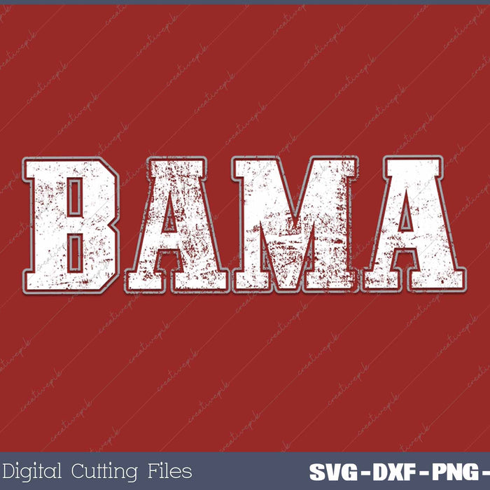 Alabama Bama White AL State Vintage Sports SVG Printable Files