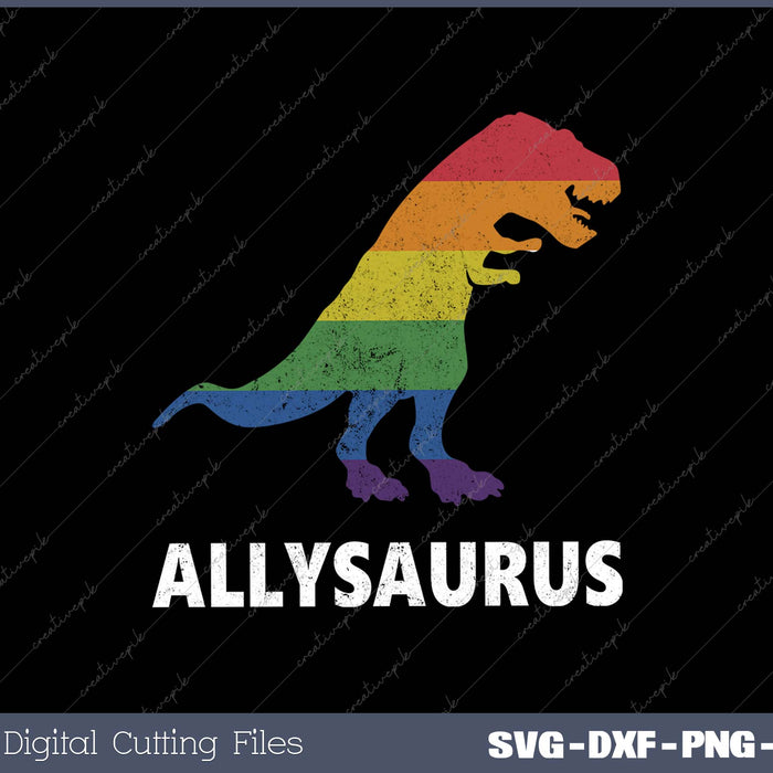 Allysaurus Dinosaur In Rainbow Flag For Ally LGBT Pride