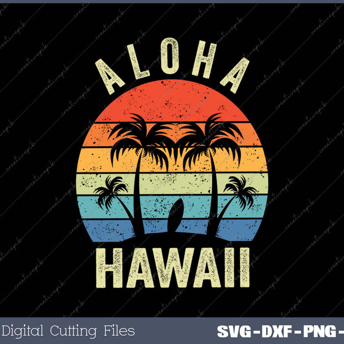 Aloha Hawaii Hawaiian Island Palm Beach Surfboard Surf SVG PNG Cutting Printable Files