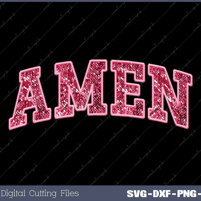 Amen Embroidered Varsity SVG PNG Cutting Printable Files