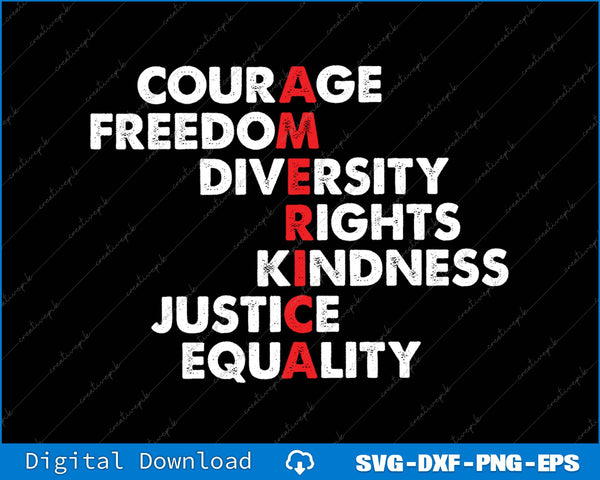 America Courage Freedom Diversity Anti Trump Resist Political SVG Printable File