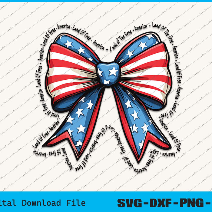 America Land Of The Free Coquette Bow 4th of July SVG PNG Files
