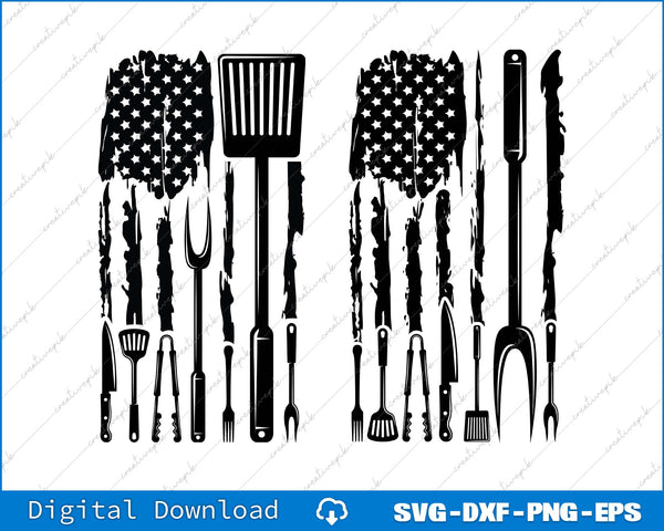 American Barbecue Flag Grillfather Grilling SVG PNG Bundle Printable File