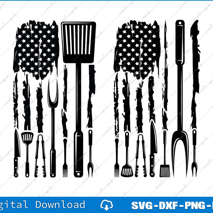 American Barbecue Flag Grillfather Grilling SVG PNG Bundle Printable File